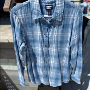 Lands' End Light Blue Plaid Shirt
